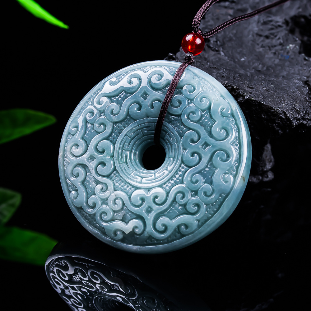 Vintage Necklace - Doğal Birmanya Jadeit Çiçek Kolye Kolye