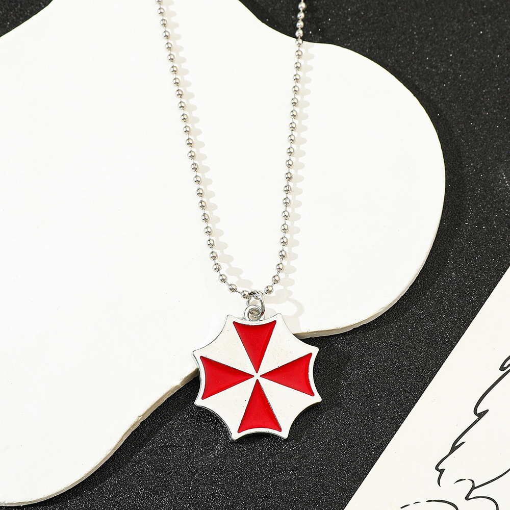 Vintage Necklace - Vintage Moda Kırmızı Şemsiye Kolye Kolye