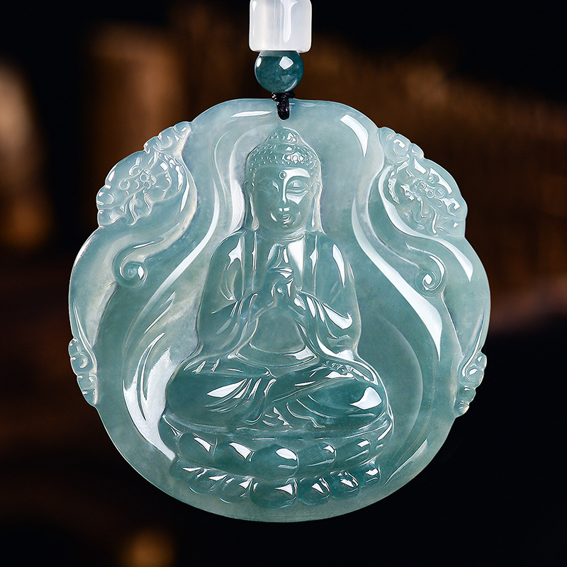 Vintage Necklace - Doğal Birmanya Yeşim Taşı Buda Kolye